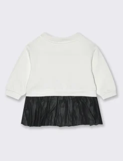 Piazza Italia Neonata<Abito combinato in similpelle - panna