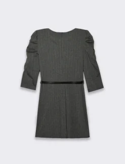 Donna Piazza Italia Donna|Abiti E Tute<Abito corto con cintura e manica a 3/4 arricciata - Gessato