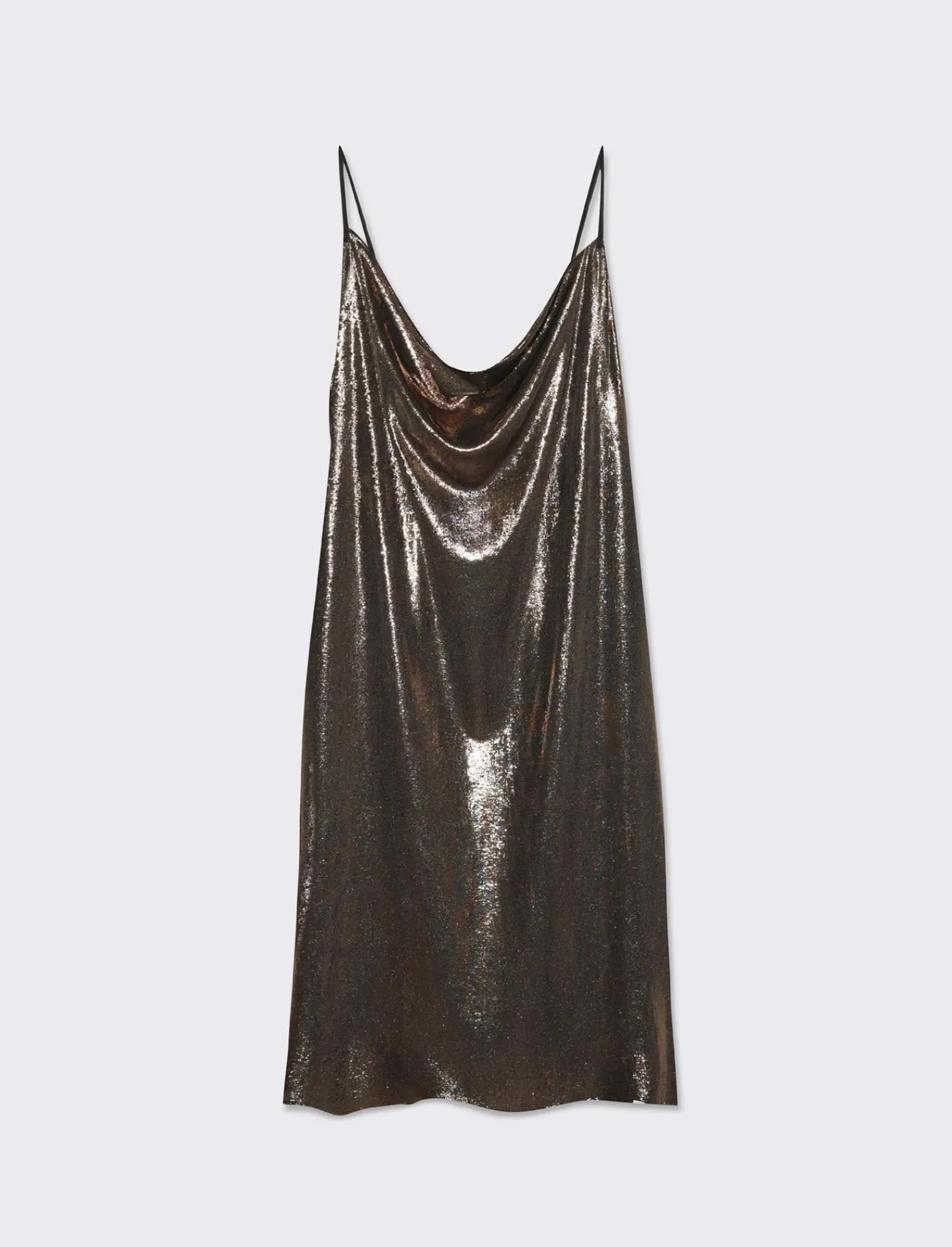 Donna Piazza Italia Donna|Abiti E Tute<Abito corto in lurex con scollo vulcano e bretelline - Bronzo