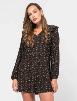 Donna Piazza Italia Donna|Abiti E Tute<Abito corto stampato con scollo a V manica lunga - var 1