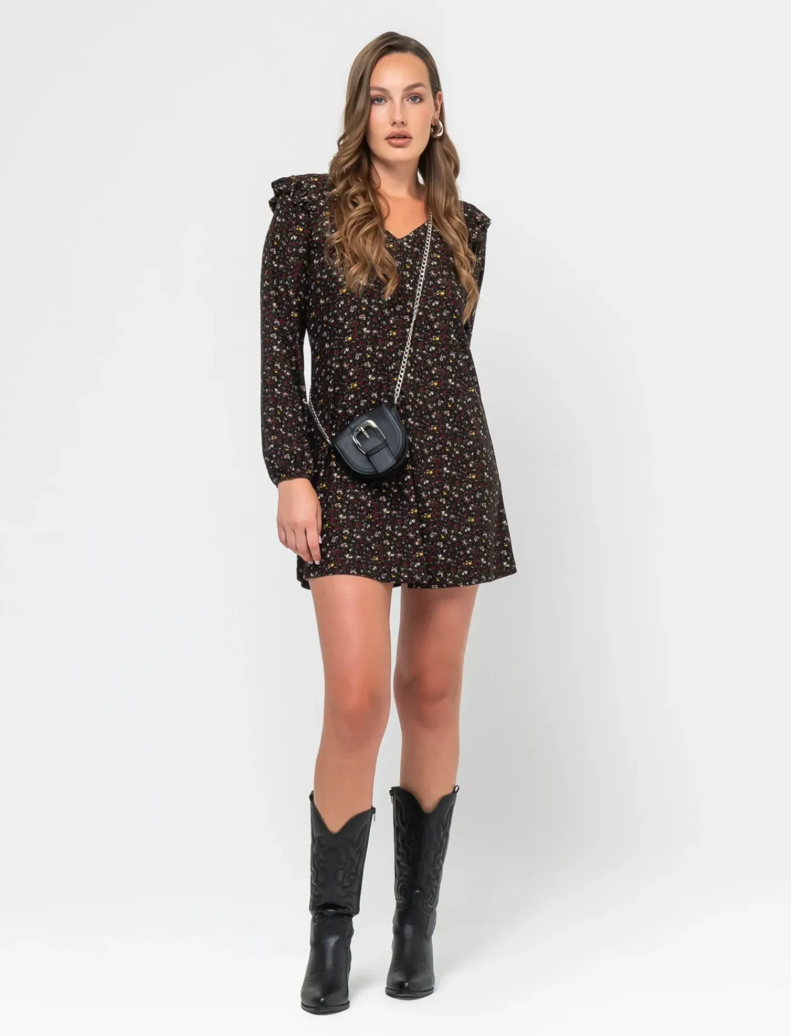 Donna Piazza Italia Donna|Abiti E Tute<Abito corto stampato con scollo a V manica lunga - var 1