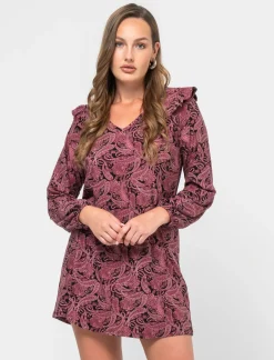 Donna Piazza Italia Donna|Abiti E Tute<Abito corto stampato con scollo a V manica lunga - var 2