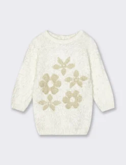 Piazza Italia Neonata<Abito da neonata con intarsio in filo lurex dorato - panna