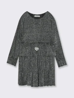 Piazza Italia Bambina|Abiti E Tute<Abito elegante a balze in tessuto brillantinato - Nero