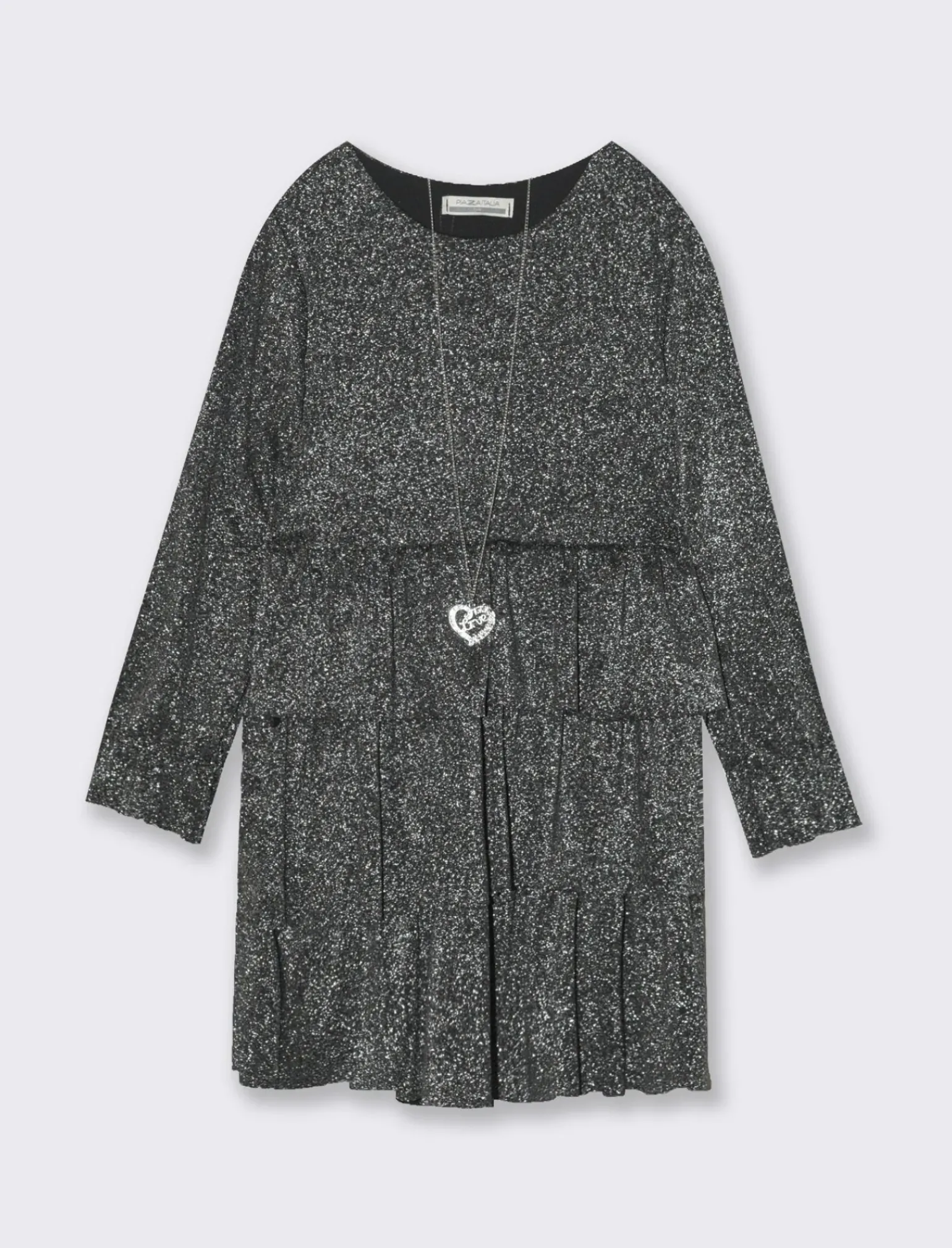 Piazza Italia Bambina|Abiti E Tute<Abito elegante a balze in tessuto brillantinato - Nero