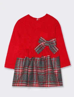 Piazza Italia Neonata<Abito elegante da neonata in maglina e tessuto tartan - Rosso