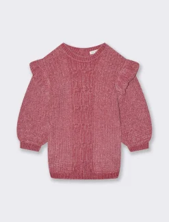 Piazza Italia Neonata<Abito in calda ciniglia da neonata, con girocollo, manica lunga e rouches - orchidea