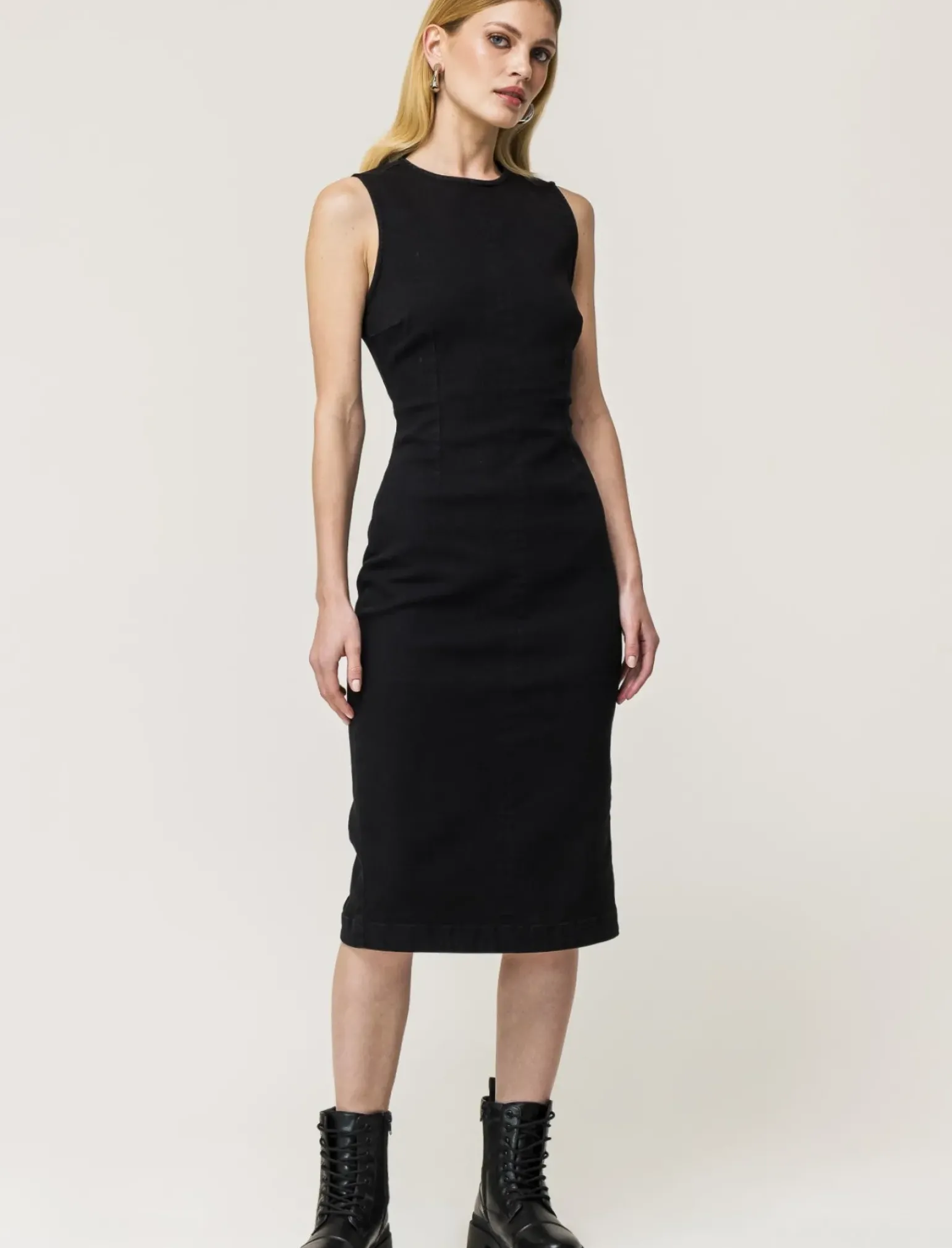 Donna Piazza Italia Donna|Abiti E Tute<Abito in denim midi aderente con spacco -