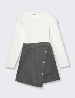 Piazza Italia Bambina|Abiti E Tute<Abito in maglina e tessuto spigato da bambina - Fantasia