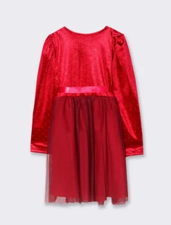 Piazza Italia Bambina|Abiti E Tute<Abito in tessuti combinati con borchiette metalliche - Bordeaux