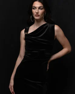 Donna Piazza Italia Abiti E Tute<Abito loungette in velluto con accessorio sulla spalla - Nero