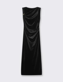 Donna Piazza Italia Abiti E Tute<Abito loungette in velluto con accessorio sulla spalla - Nero