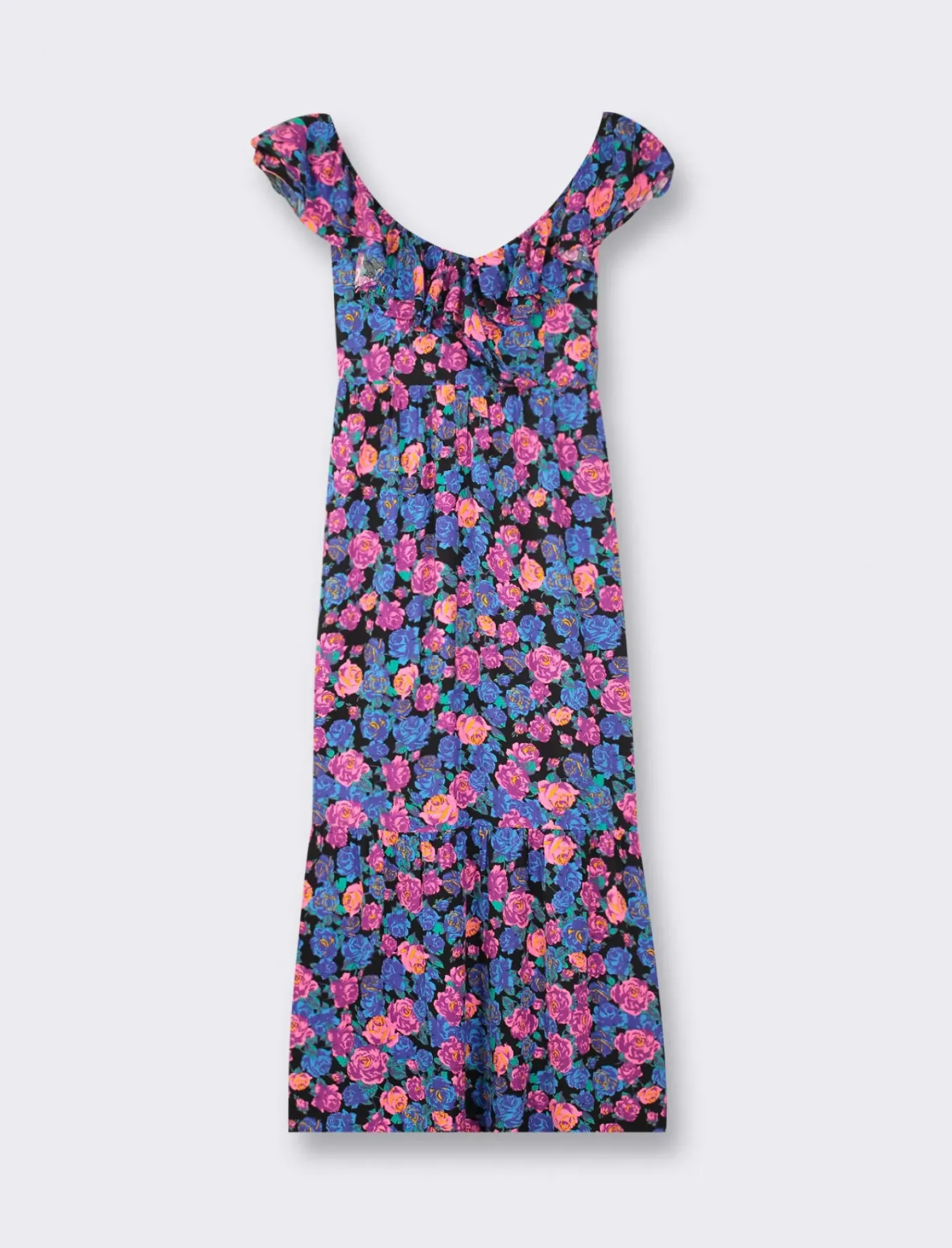 Donna Piazza Italia Donna<Abito lungo fantasia con rouches su spalle e davanti. - var 1