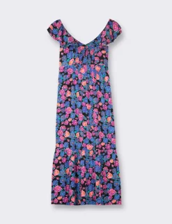 Donna Piazza Italia Donna<Abito lungo fantasia con rouches su spalle e davanti. - var 1