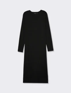 Piazza Italia Abito lungo in filato morbido paricollo - Nero Cheap