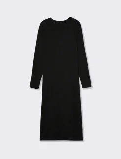 Piazza Italia Abito lungo in filato morbido paricollo - Nero Cheap