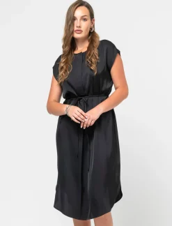 Donna Piazza Italia Abiti E Tute<Abito midi mezza manica vestibilità regular effetto raso -