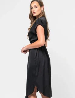 Donna Piazza Italia Abiti E Tute<Abito midi mezza manica vestibilità regular effetto raso -