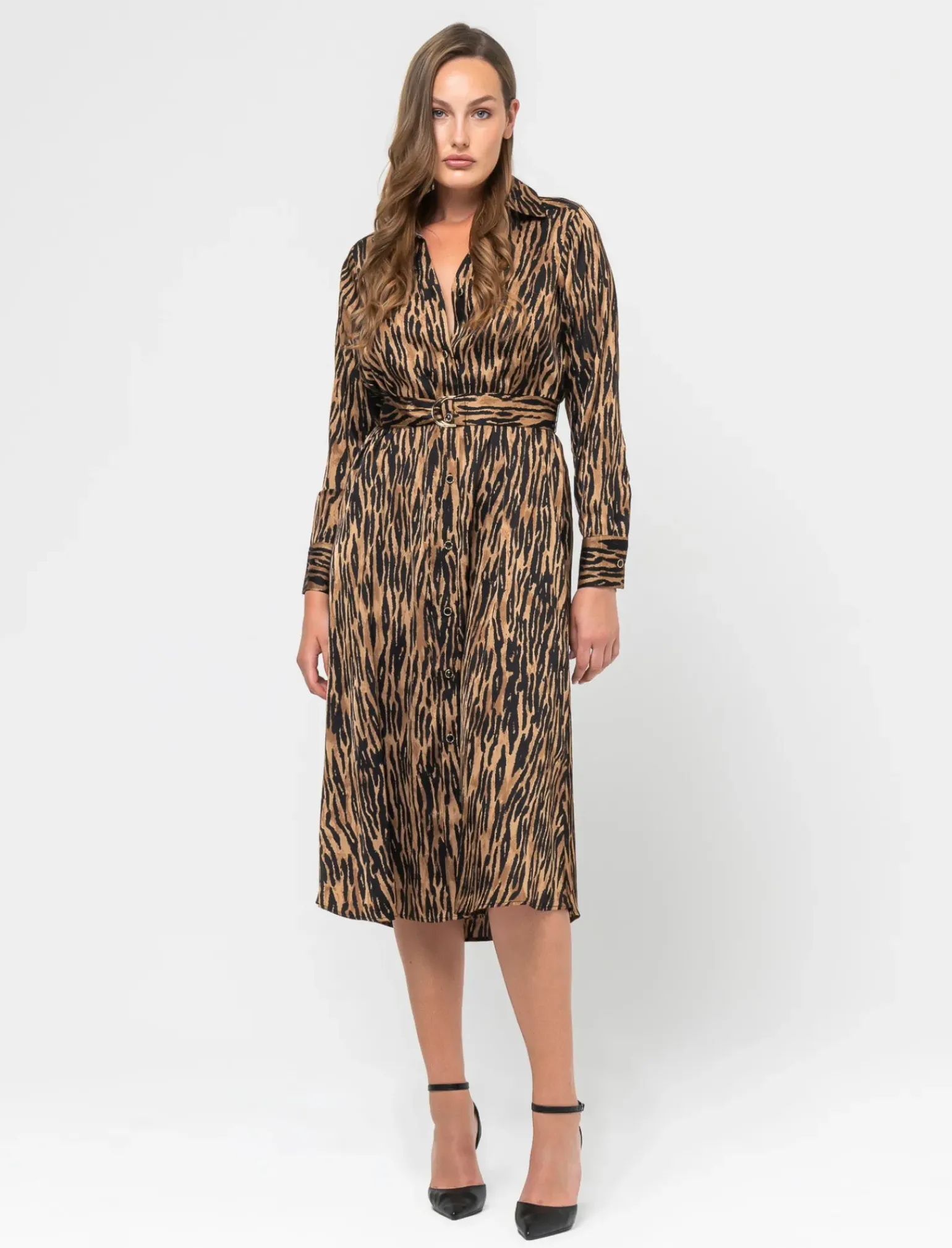 Donna Piazza Italia Abiti E Tute<Abito midi stampato effetto raso con bottoncini - var 1