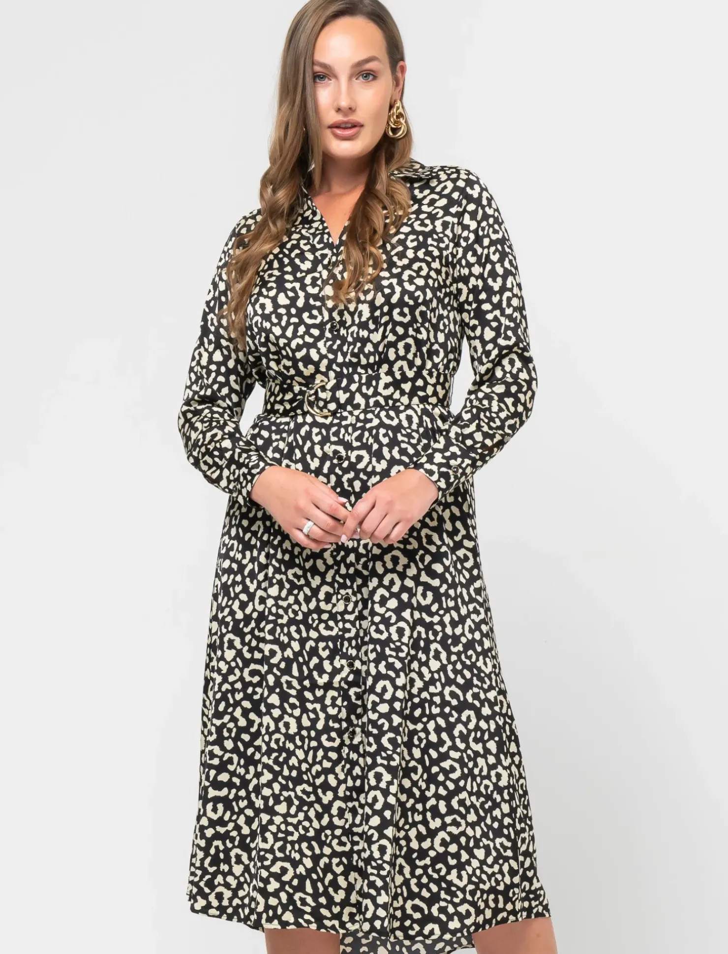 Piazza Italia Abito midi stampato effetto raso con bottoncini - var 2 Store