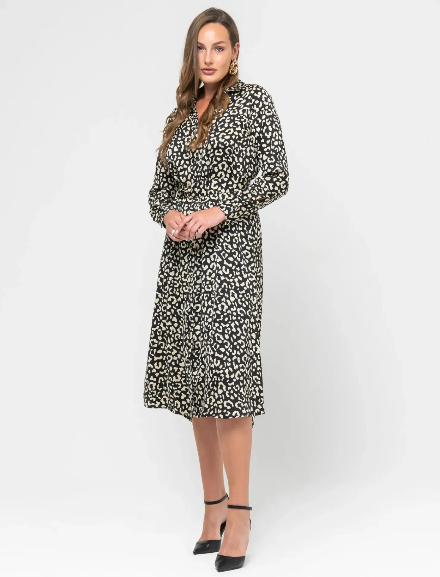 Piazza Italia Abito midi stampato effetto raso con bottoncini - var 2 Store