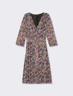 Donna Piazza Italia Abiti E Tute<Abito midi stampato manica 3/4 con elastico in vita e fusciacca - var 1