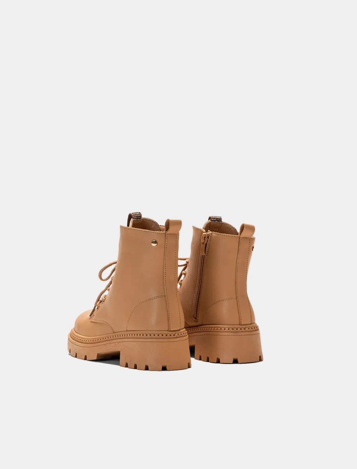 Piazza Italia Anfibio con strass con lacci, zip sul lato interno e fondo roccia - Beige Fashion