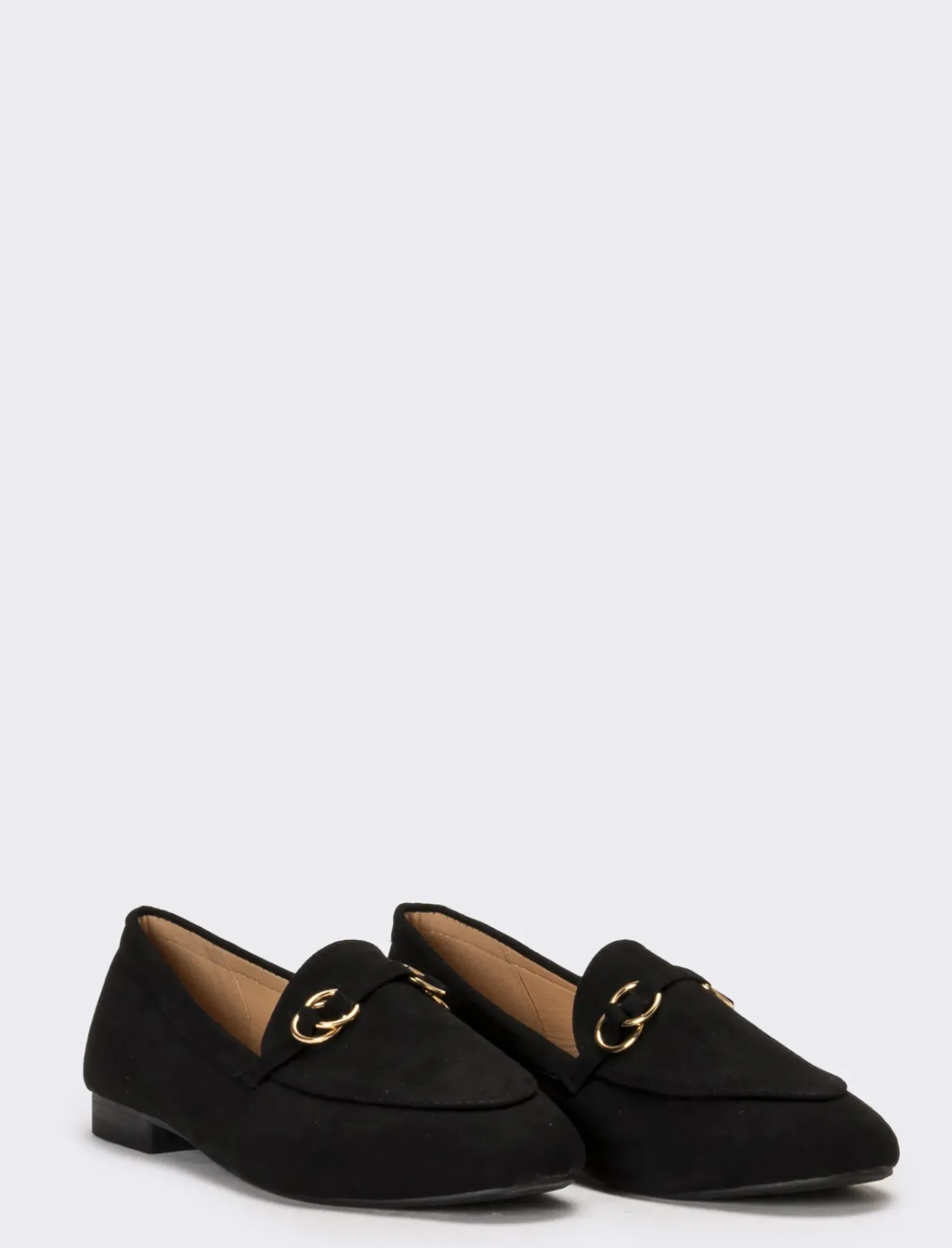 Donna Piazza Italia Donna|Ballerine<Ballerina in microfibra nera con accessorio dorato - Nero