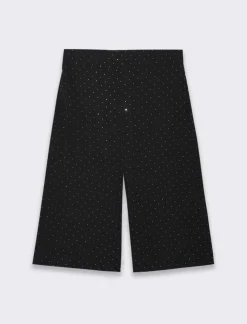 Donna Piazza Italia Pantaloni<Bermuda over con applicazioni in strass - Nero