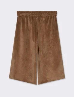Donna Piazza Italia Pantaloni<Bermuda over in velluto a coste e tasche - Marrone tabacco
