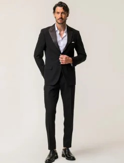 Piazza Italia Blazer da smoking con colletto a revers in raso - Nero New