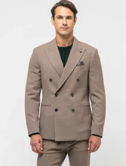 Uomo Piazza Italia Uomo|Giacche<Blazer doppio petto in tessuto strutturato formal fit - tortora