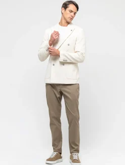 Uomo Piazza Italia Uomo|Giacche<Blazer doppio petto in velluto, formal fit con rever classico - ecru