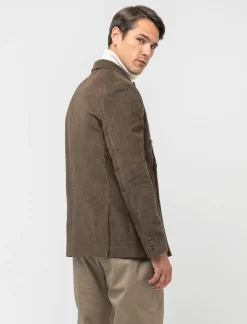 Uomo Piazza Italia Uomo|Giacche<Blazer doppio petto in velluto, formal fit con rever classico - kaki