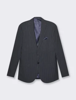 Uomo Piazza Italia Uomo|Giacche<Blazer in tessuto fantasia gessata con colletto a revers classici -