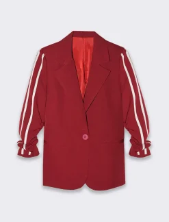 Donna Piazza Italia Giacche E Blazer<Blazer manica a 3/4 chiusura con bottone e tasche a taglio vivo - prugna