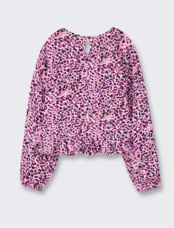 Piazza Italia Bambina|Camicie E Bluse<Blusa elegante in viscosa con stampa all over e balza asimmetrica sul davanti con apertura a goccia -