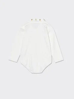 Piazza Italia Neonata<Body con ricami in lurex dorato - panna