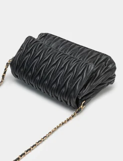 Piazza Italia Borsa da donna goffrata con patta e tracolla - Nero New