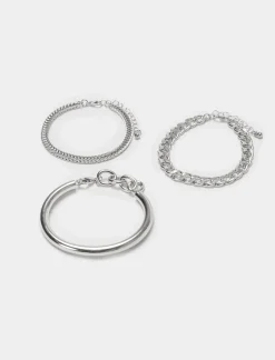 Donna Piazza Italia Donna|Bigiotteria<Bracciale da donna a 3 bracciali rigidi e catene -