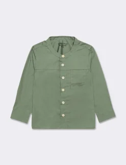 Piazza Italia Camicie<Camicia 100% cotone stile coreano, con tasca e ricamo frontale. vestibilità regular - salvia