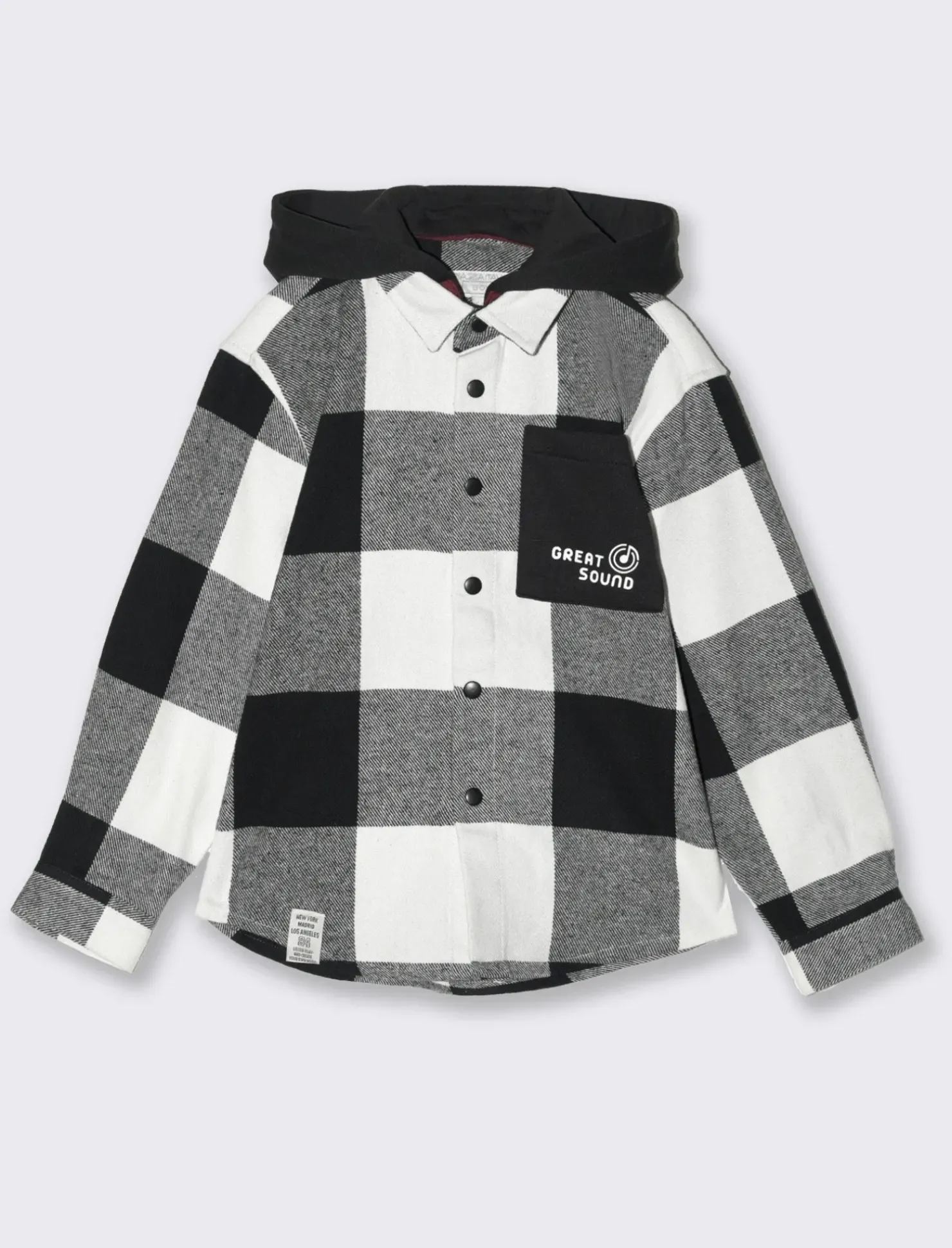 Piazza Italia Camicia a quadri in flanella con cappuccio in felpa e tascone sul davanti - Fantasia Outlet