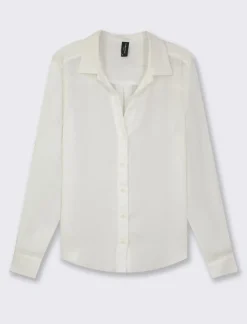 Donna Piazza Italia Donna|Camicie E Casacche<Camicia basic vestibilità regual in tessuto georgette e scollo a V - latte