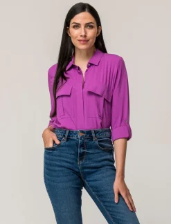 Donna Piazza Italia Donna|Camicie E Casacche<Camicia basica con tasconi applicati e aletta su manica e spalle vestibilità regular -