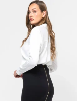 Piazza Italia Camicia basica regular con bottoni ricoperti in tessuto - latte Bianco Shop