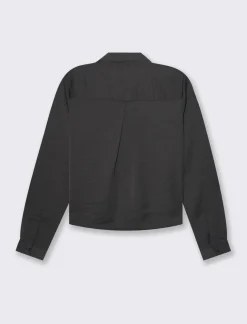 Donna Piazza Italia Donna|Camicie E Casacche<Camicia crop a manica lunga con scollo a V in satin -