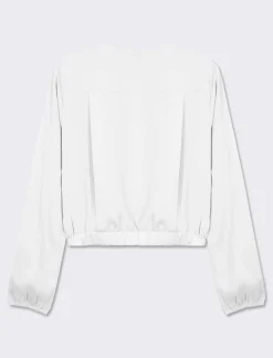 Donna Piazza Italia Donna|Camicie E Casacche<Camicia cropped manica lunga e con pieghe sul fondo effetto sblusato - latte