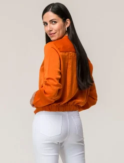 Donna Piazza Italia Donna|Camicie E Casacche<Camicia cropped manica lunga e con pieghe sul fondo effetto sblusato - Arancio