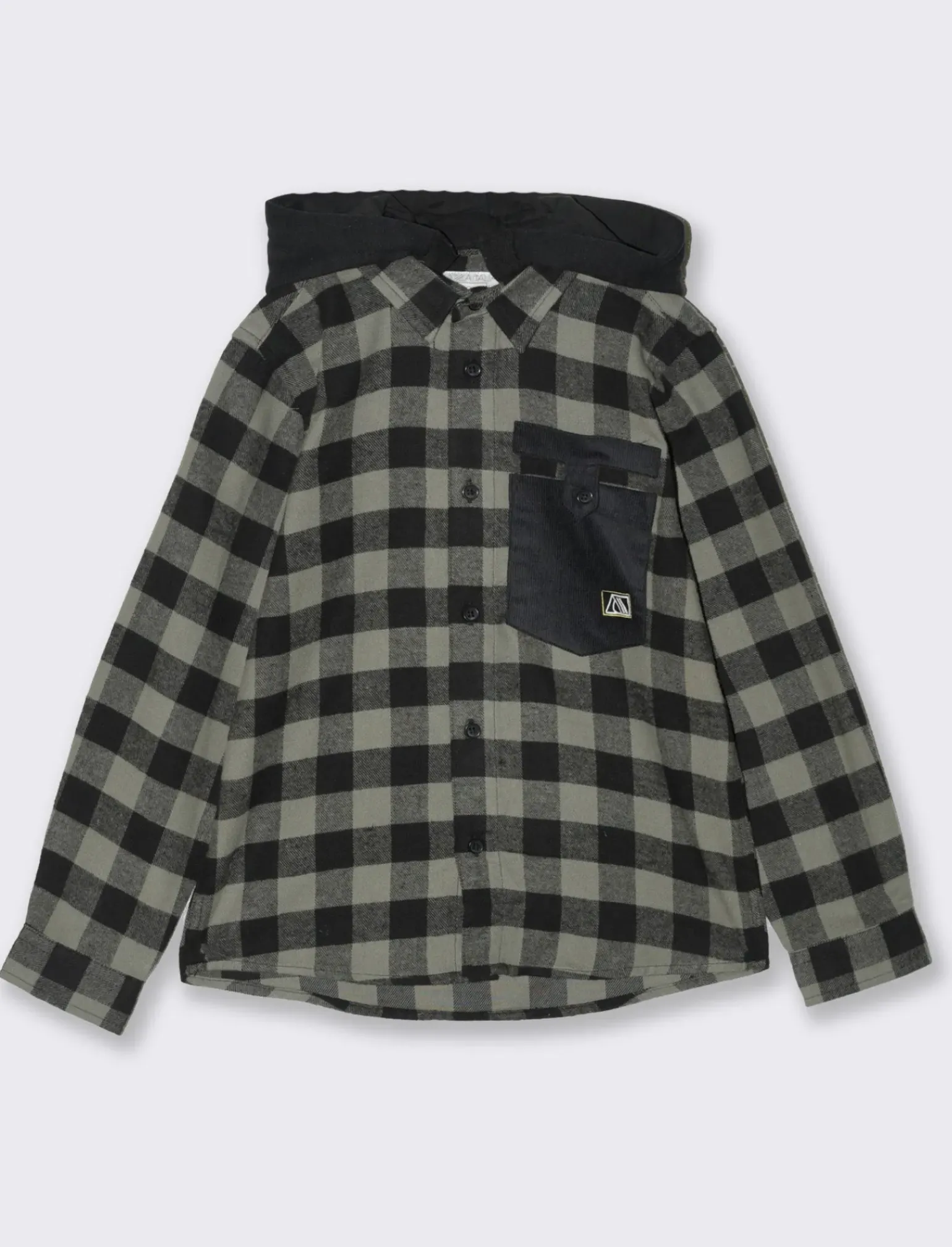 Bambino Piazza Italia Bambino|Camicie<Camicia in cotone fantasia a quadri con cappuccio e taschino frontale in velluto a coste - Fantasia