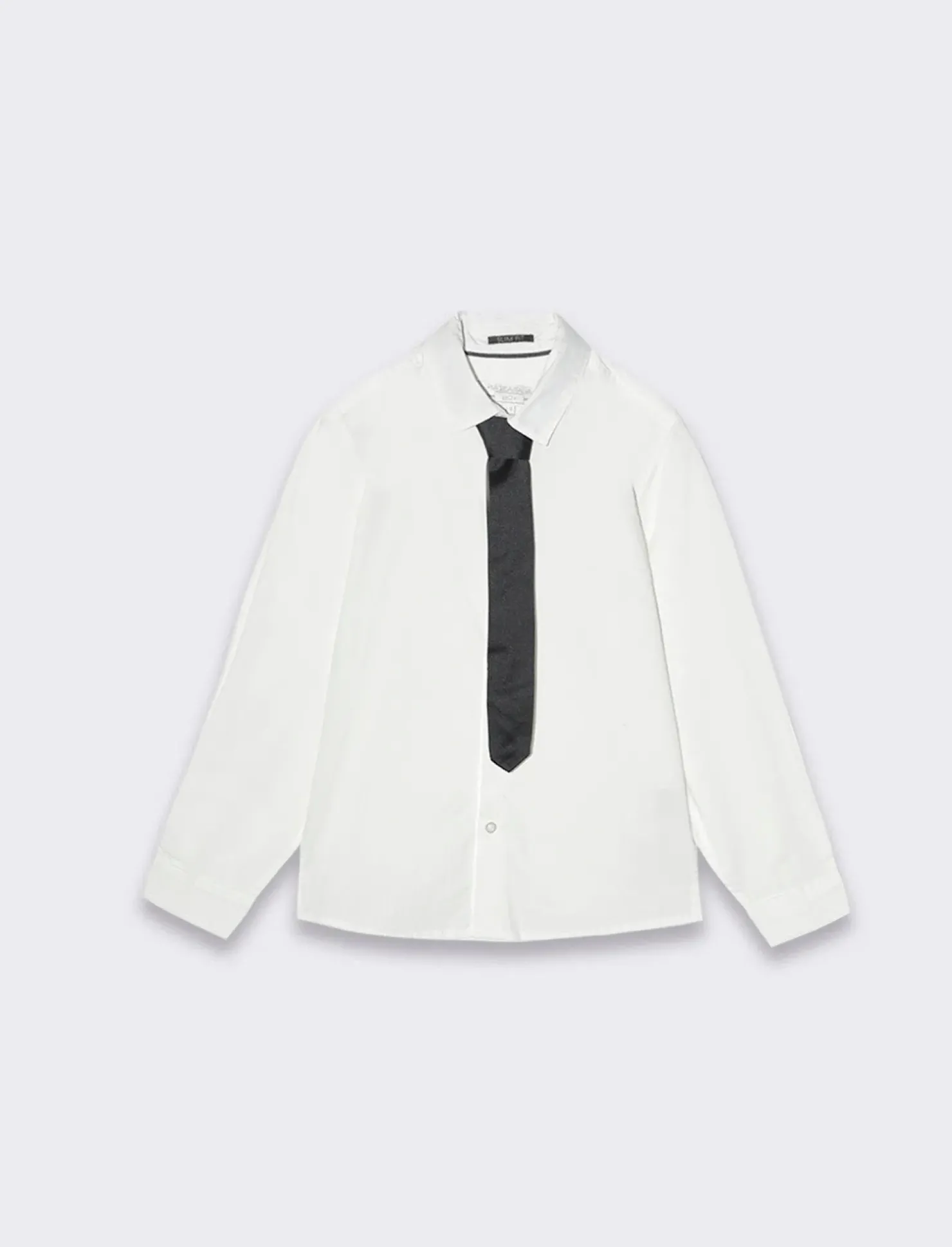 Piazza Italia Camicia in cotone modello regular e applicazione accessorio cravatta - Bianco Cheap